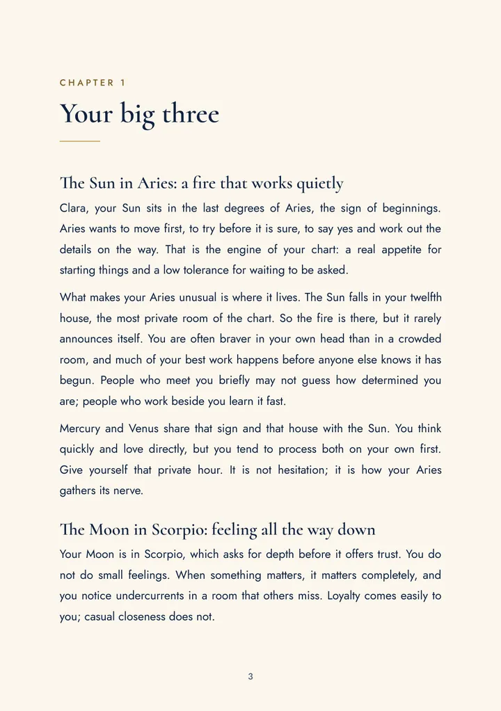 Chapter 1, Your big three: Sun in Aries, Moon in Scorpio, Taurus rising
