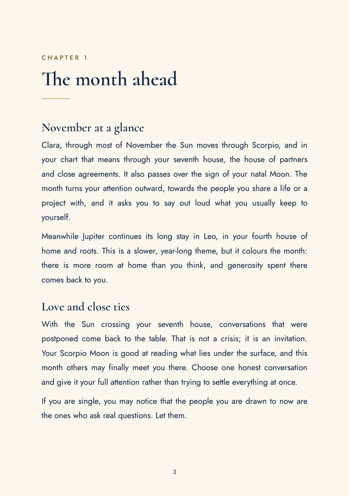 First page of the one-month forecast